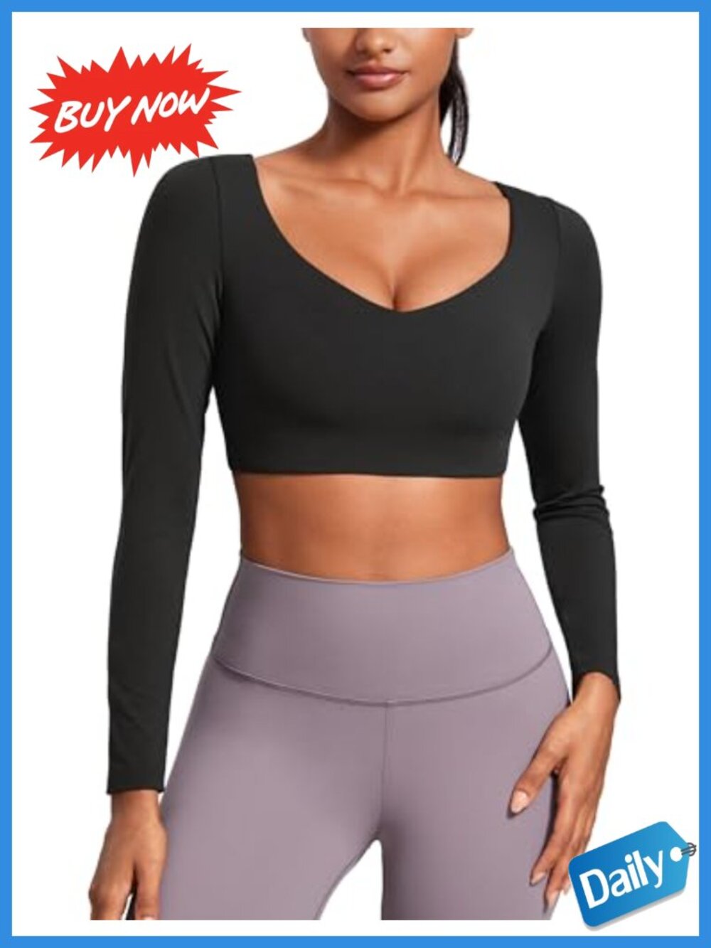 Butterluxe Double Lined V-Neck Crop Top Yoga Activewear